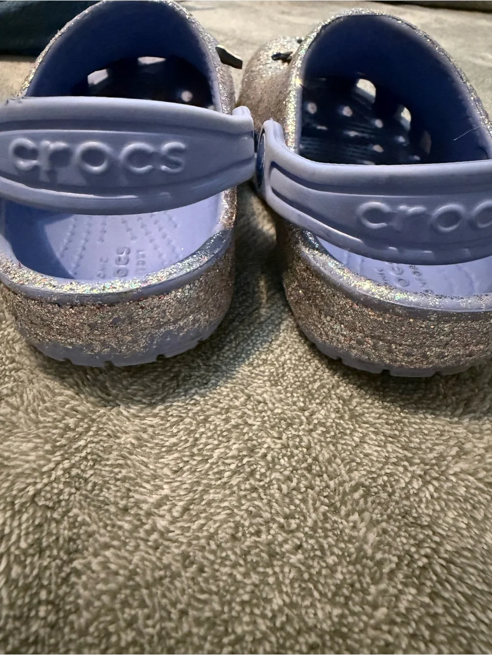 CROCS Kids Glitter Clogs in Light Purple with Minnie & Mickey Charms